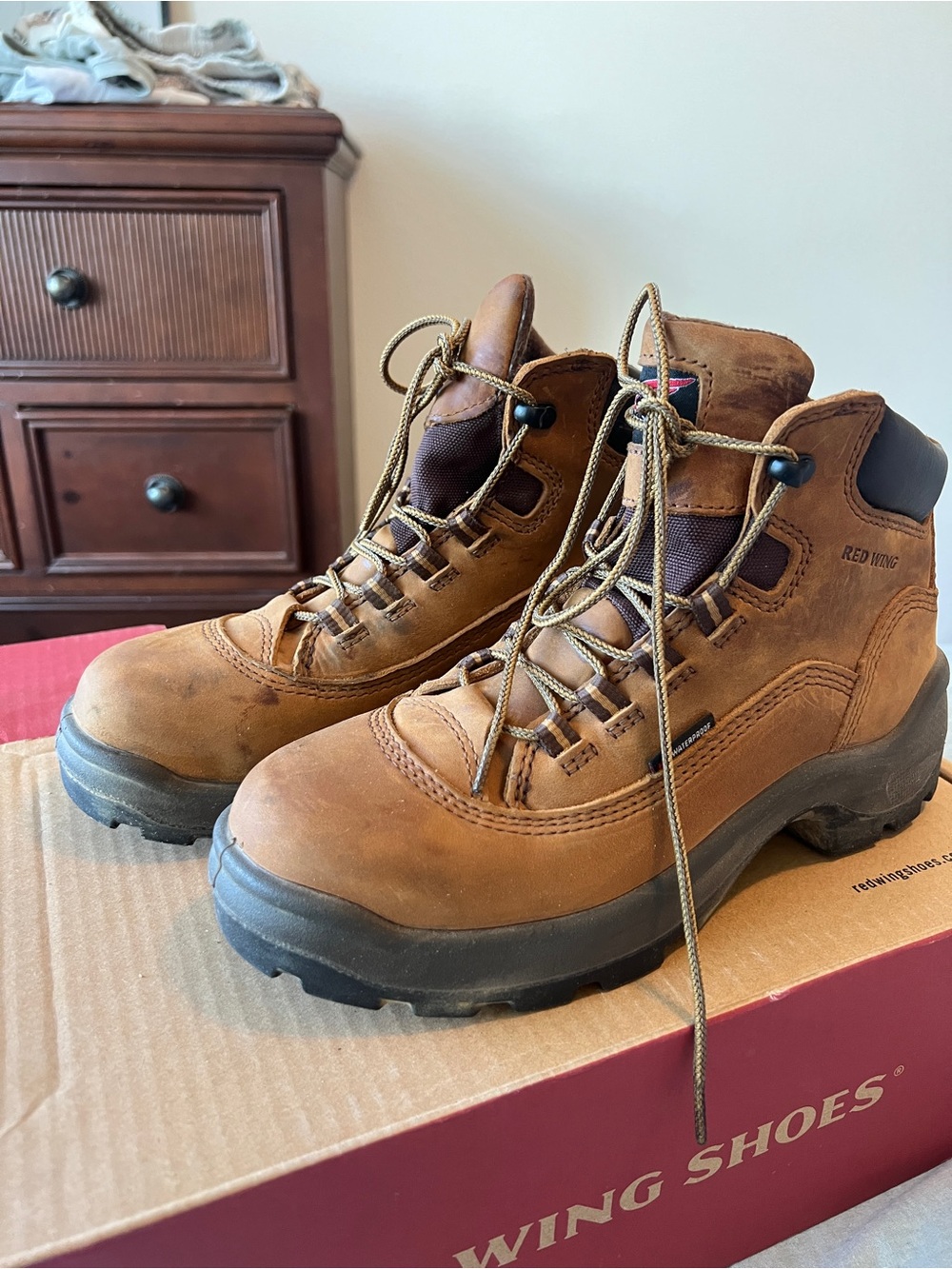 Red Wing Shoes Brown Lace-Up Leather Work Boots
